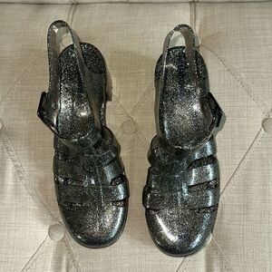 UNIONBAY Women's Upbeat Gladiator Sandal Smokey Gray Glitter Jelly Sandal